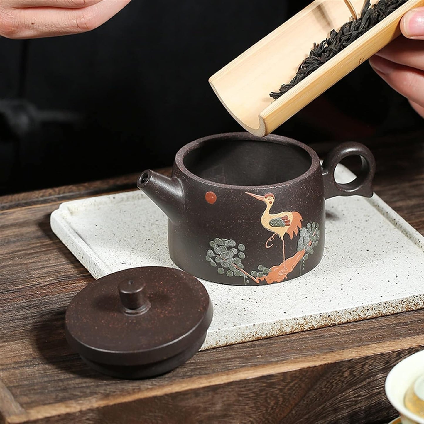 Teapot 180ML Small Single Teapot Handmade Zisha Teapot Delicate Crane Pattern Kung Fu Teapot Durable Tea Maker Tea Kettle