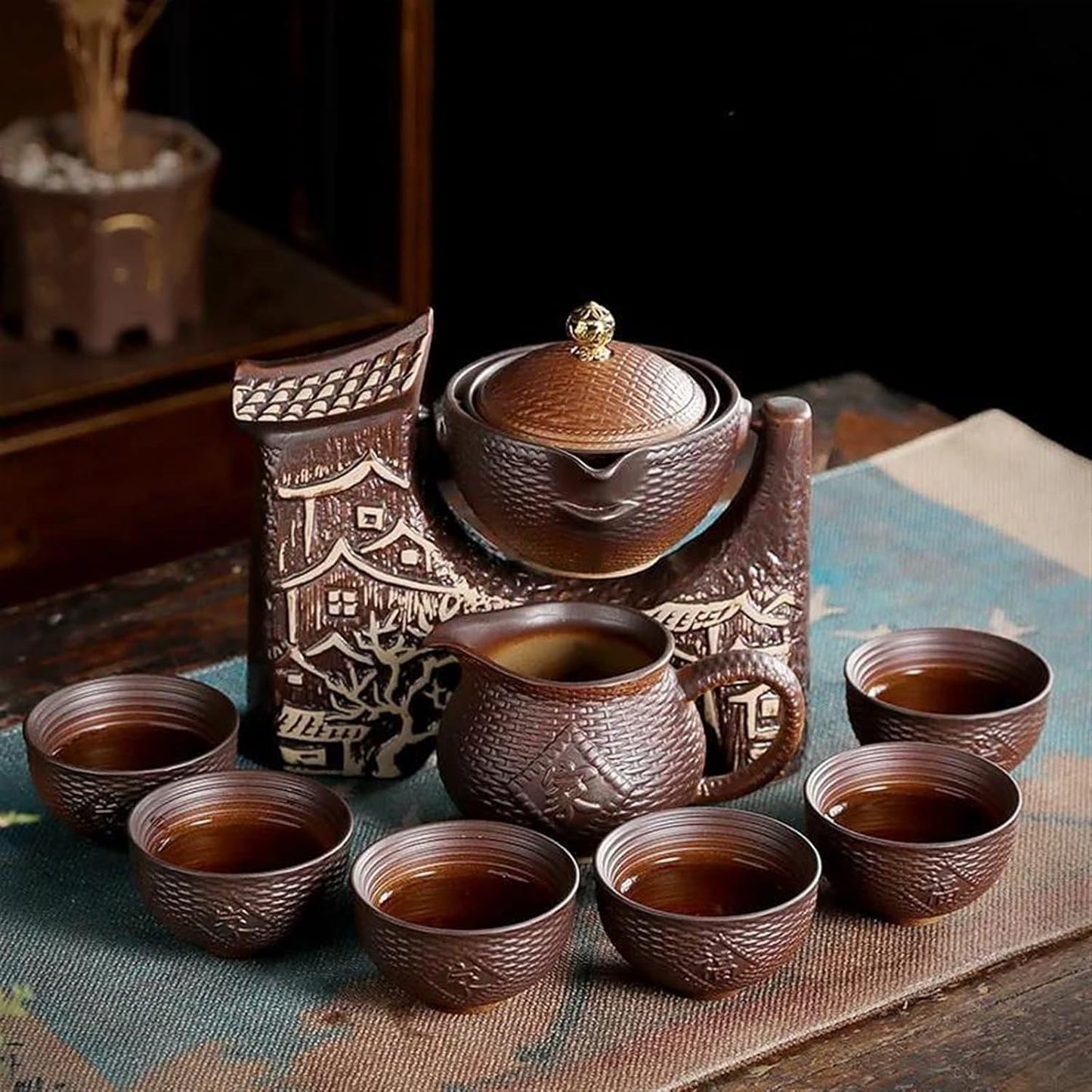 Afternoon Tea Set Chinese Portable Tea Set Ceramic Outdoor Travel Afternoon Teapot Set Crockery Porcelain Tea Cup Set Teaware Sets Gift For Friend Tea Set For Adults (Size : F)