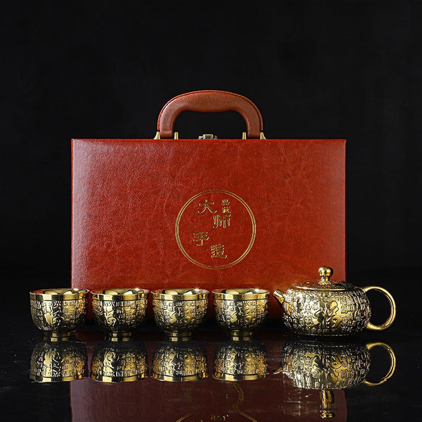 Chinese/Japanese Tea Set 24k Gold-plated Kung Fu Teaset Chinese Travel Tea Sets Luxury Bone China Tea Pot Teacup Tea Accessories Gift Box Packaging Portable Teapot Set Tea Gift set (Size : Gift box p