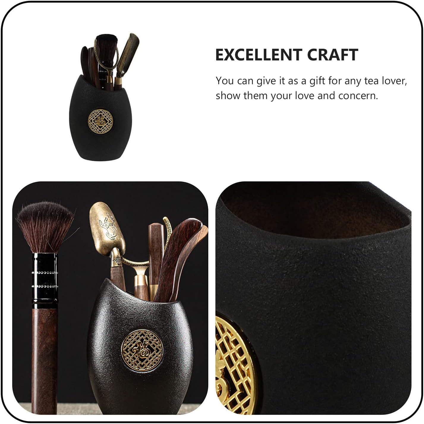 Hemoton 6pcs Six Gentlemen of Tea Ceremony Ceramic Tea Tool Tea Accessories Small Teaspoon Gongfu Tea kit Chinese Tea Ceremony Utensils Tea Tools puerh Gentleman Wood Travel China Fu