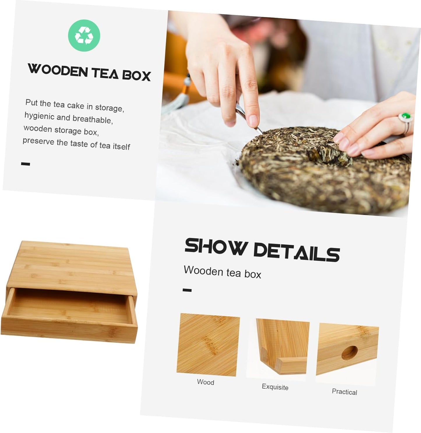 Abaodam 1Pc Box tea cake packaging box tea bag holder tea desktop organizer retro bracelet dresser puerh tea cake tea bag dispenser tea bag cabinet Wood tea cake tea storage tank