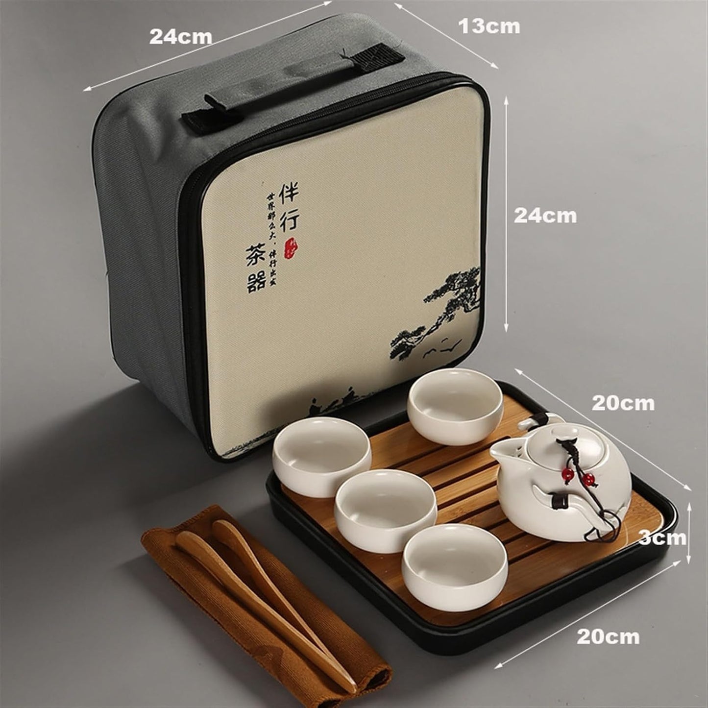 Chinese/Japanese Tea Set New Chinese Tea Gift Travel Tea Set Kung Fu Tea Set Portable Teapot Porcelain Teaset Gaiwan Tea Cups of Tea Ceremony Tea Tool Portable Teapot Set Tea Gift set (Size : White 3