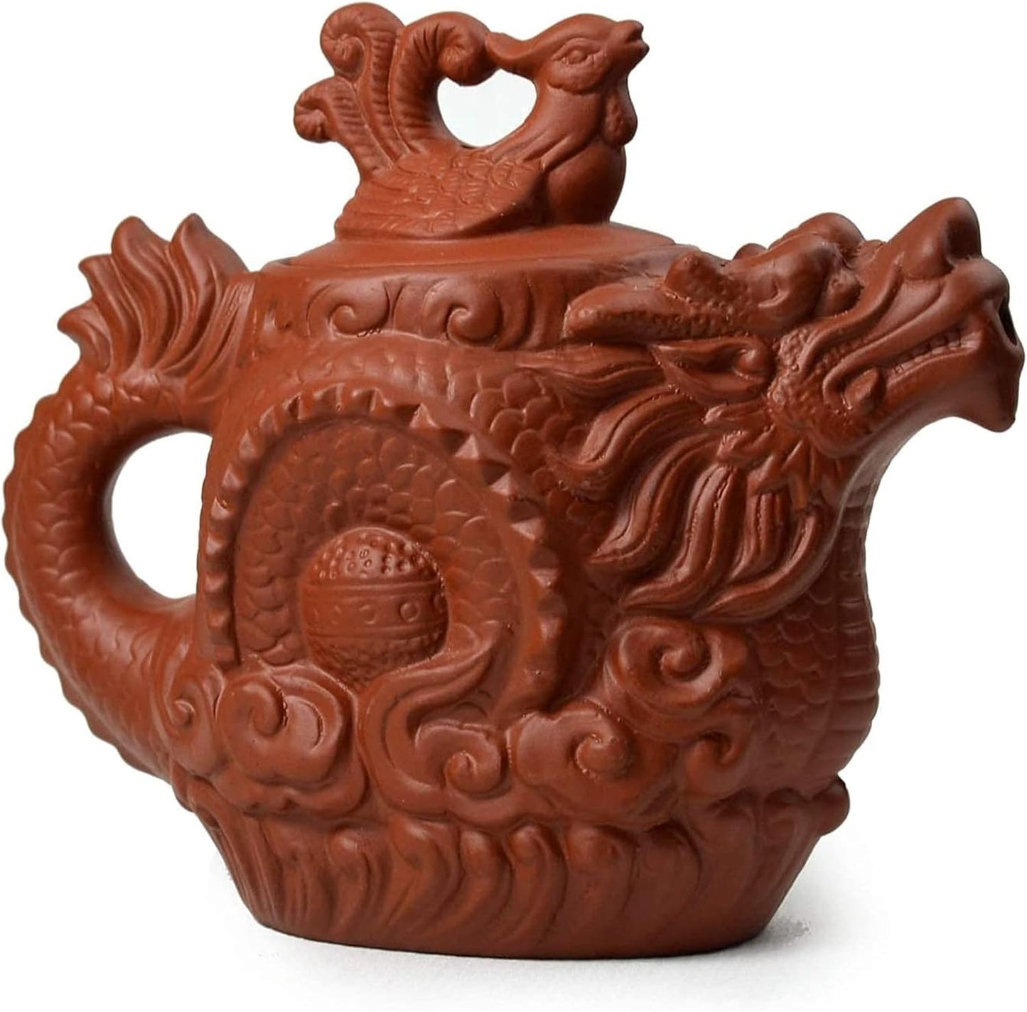 Teapot Chinese Yixing Dragon Phoenix Zisha Gongfu Tea Pots Zini for Loose Tea ( Size : 18oz )