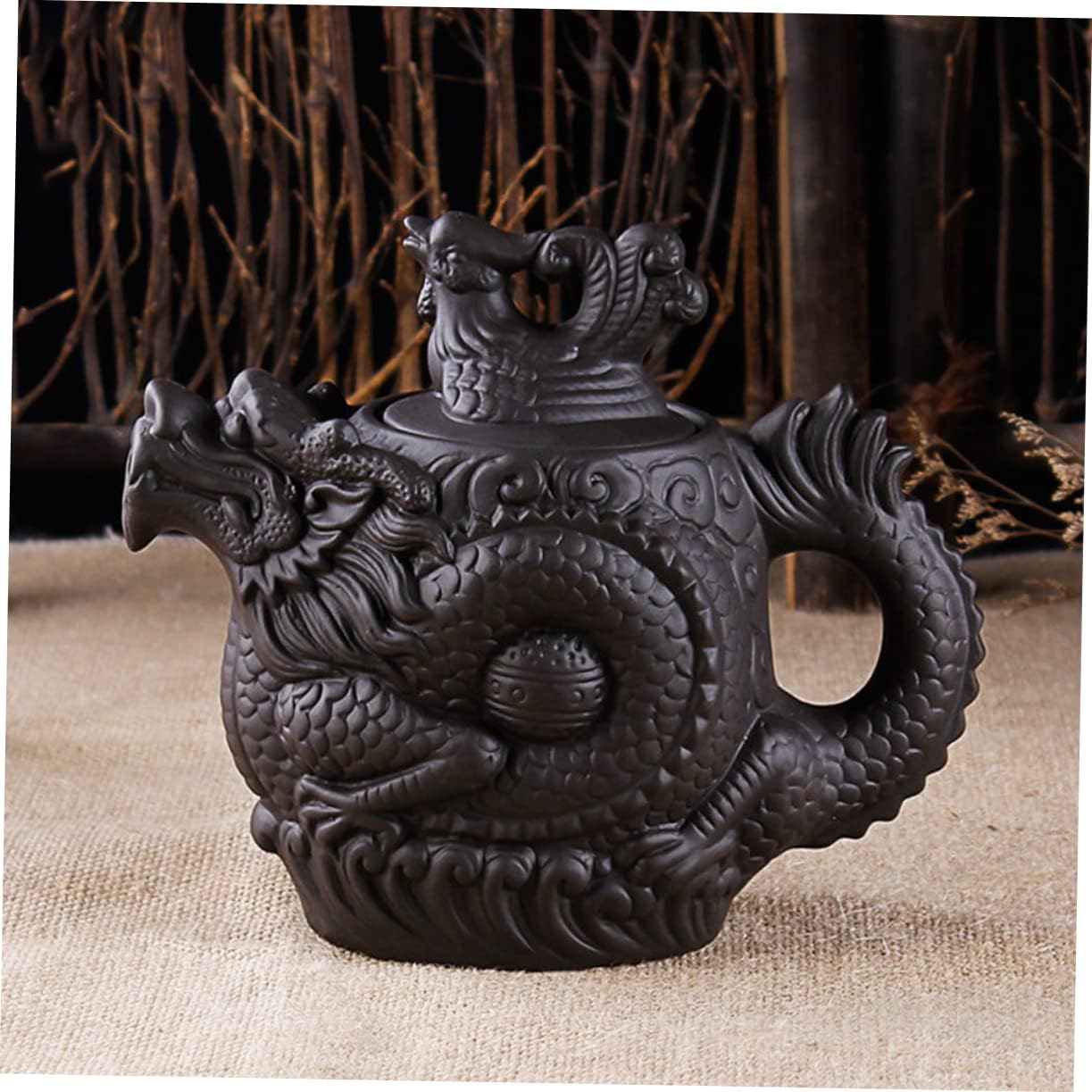 LIFKOME 2pcs Dragon Phoenix Purple Clay Teapot Purple Clay Tea Pot Zisha Teapot Brass Teapot Cast Iron Teapot