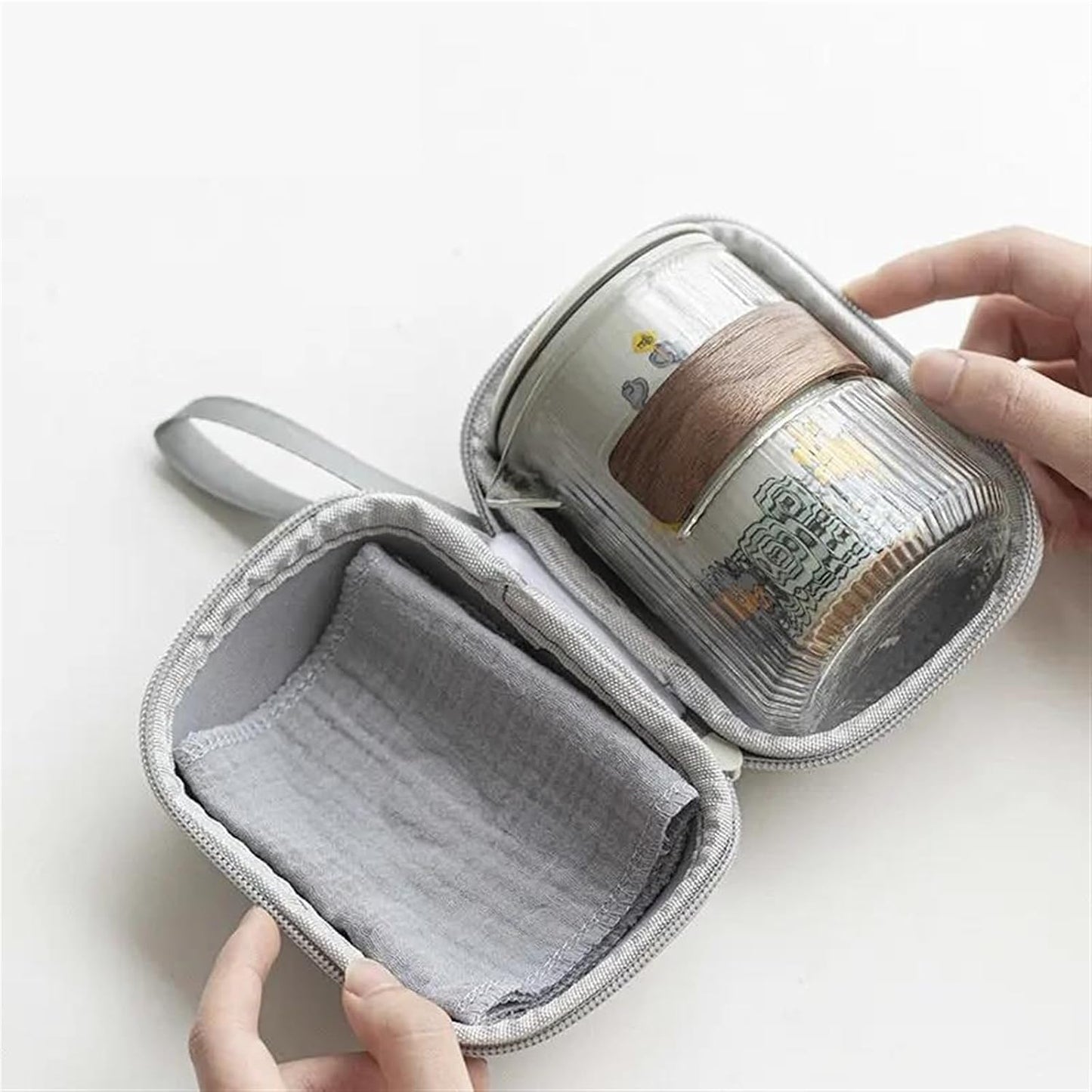 Afternoon Tea Set Chinese Boutique Travel Tea Pot Set Outdoor Portable Ceramics Moon Rabbit Sample Tea Cup Tea Maker Cups Tea Cloth 1 Pot 3 Cups Tea Set For Adults