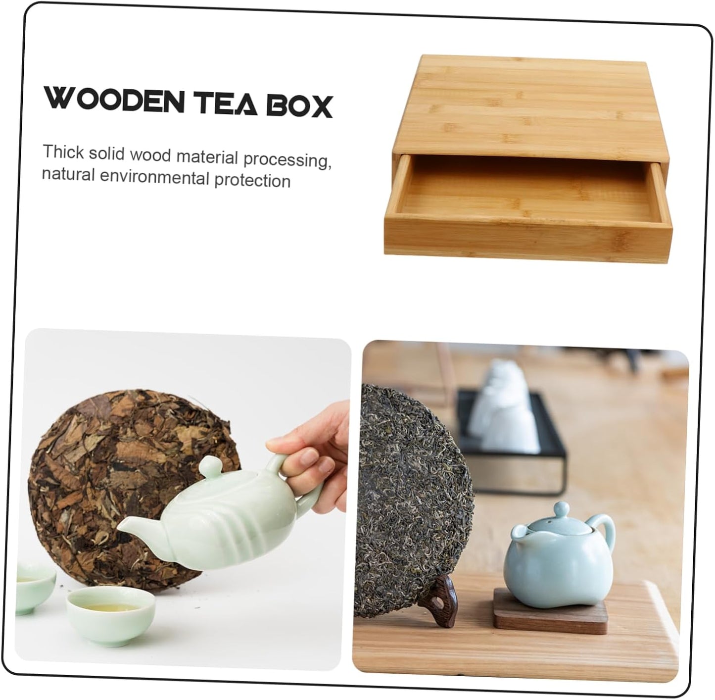 EXQUIMEUBLE 1Pc Box tea cake packaging box sugar organizer rustic cutlery holder puerh tea cake tea bag cabinet tea bag holder Tea Storage tea desktop organizer Wood puppy Multifunction