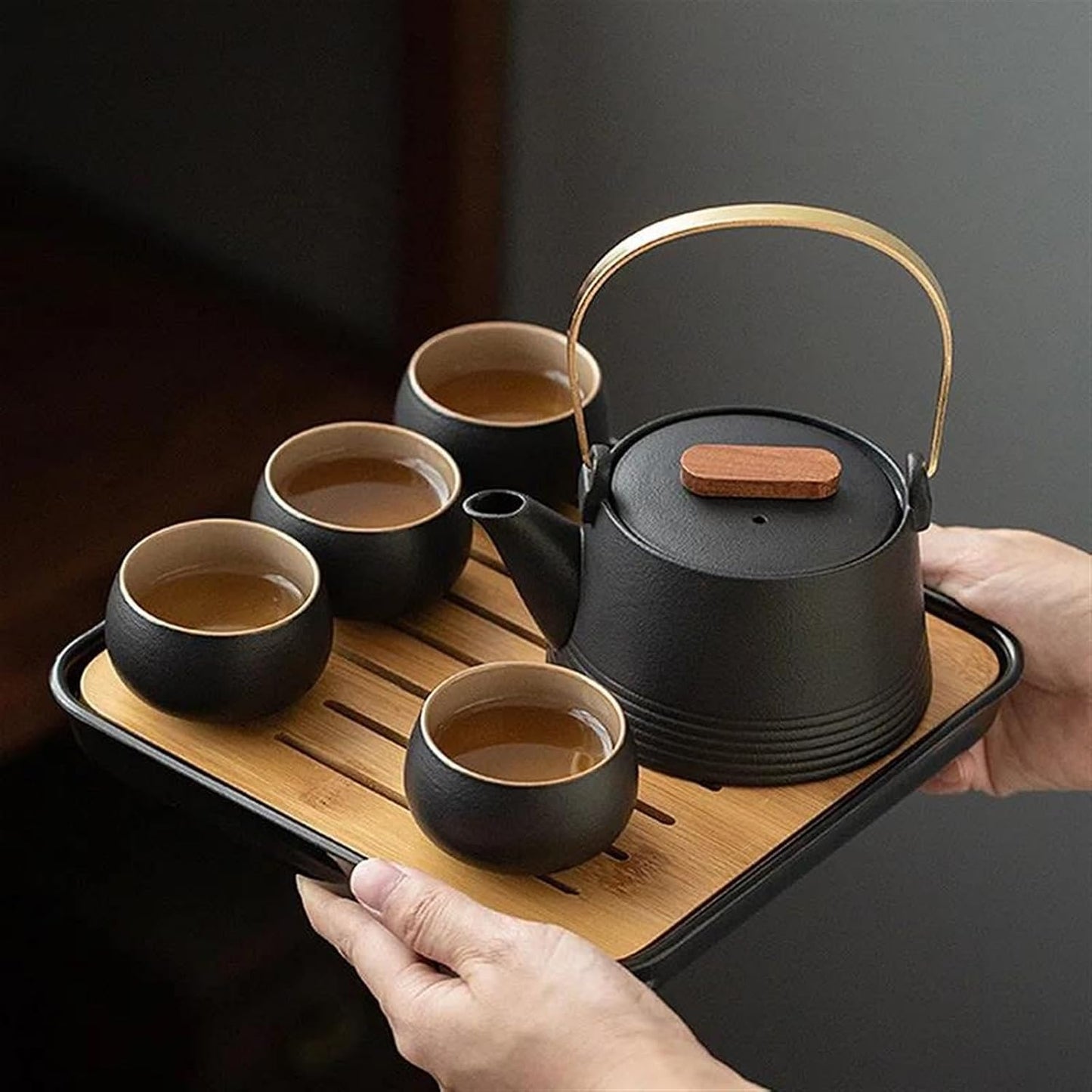 FUTWIZ Afternoon Tea Set Home Tea Set Office Travel Teaware Good Gifts Pottery Beam Teapot Tea Set One Pot Four Cups with Bag Tea Set for Adults