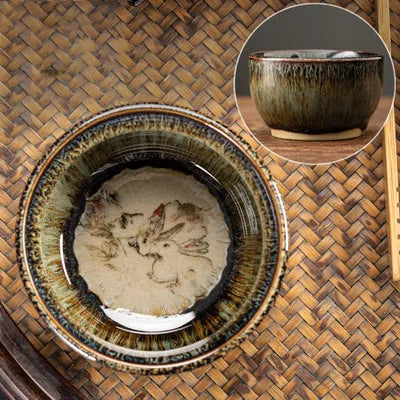 75ml / 60 ml Jianzhan Teacup Chinese zodiac Pattern Tea Bowl Kungfu Ceramic Tea Cup Coffee Mugs Ceremony Teaware Drinkware