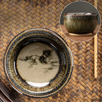 75ml / 60 ml Jianzhan Teacup Chinese zodiac Pattern Tea Bowl Kungfu Ceramic Tea Cup Coffee Mugs Ceremony Teaware Drinkware