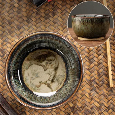 75ml / 60 ml Jianzhan Teacup Chinese zodiac Pattern Tea Bowl Kungfu Ceramic Tea Cup Coffee Mugs Ceremony Teaware Drinkware