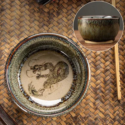 75ml / 60 ml Jianzhan Teacup Chinese zodiac Pattern Tea Bowl Kungfu Ceramic Tea Cup Coffee Mugs Ceremony Teaware Drinkware