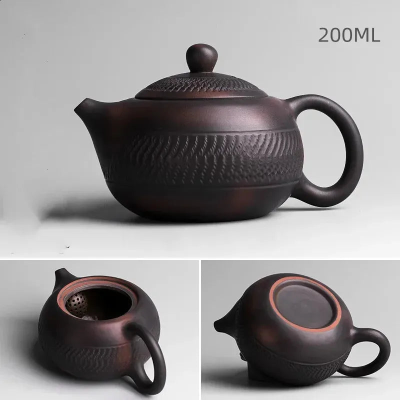 Purple Pottery Pot Ceramic Kung Fu Teapot Handmade Teapot Small Teapot Tea Kettle 240726