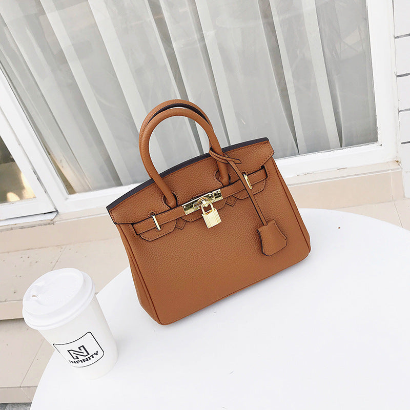Genuine Pebbled Leather Birkin-Style Crossbody Bag for Women, Premium Top Handle Shoulder Purse, Trendy Handbag for Ladies