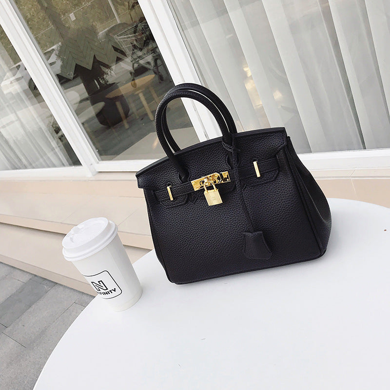 Premium Genuine Leather Tote Bag for Women, Birkin-Inspired Design with Pebbled Texture, Versatile Crossbody Handbag with Turn-Lock Closure, Ideal for Work & Daily Use