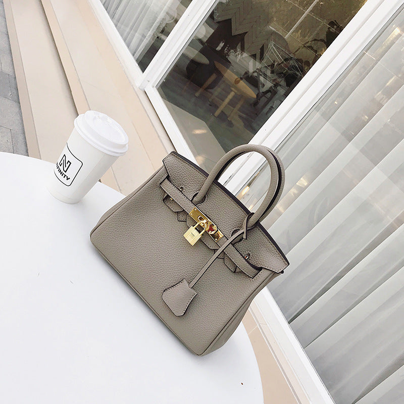 Genuine Pebbled Leather Birkin-Style Crossbody Bag for Women, Premium Top Handle Shoulder Purse, Trendy Handbag for Ladies
