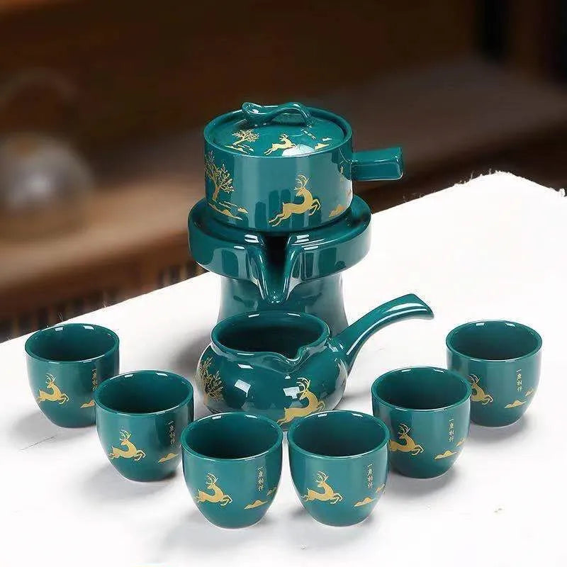 8 Pcs Set Semi Automatic Tea Sets Chinese  Ceramic Purple Clay Tea Set  Tea Cup The Kung Fu Teapot Set