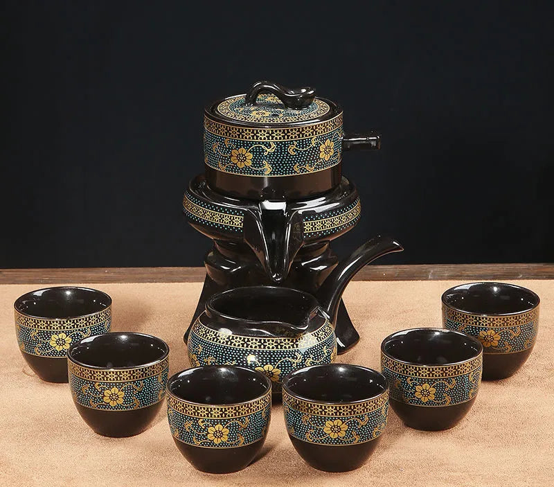 8 Pcs Set Semi Automatic Tea Sets Chinese  Ceramic Purple Clay Tea Set  Tea Cup The Kung Fu Teapot Set