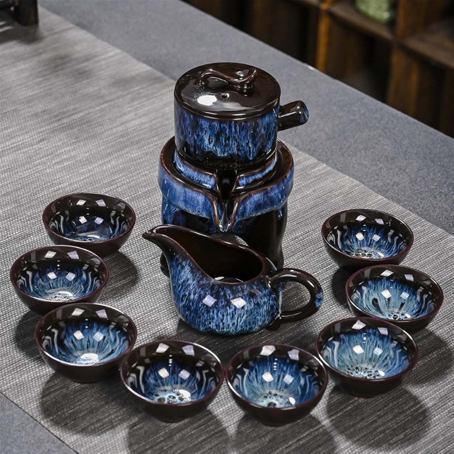 Chinese/Japanese Tea Set 10 Pcs High-end Kung Fu Tea Set Chinese Tea Set Automatic Tea Set Bone China Teapot And Tea Cup Set Travel Tea Set For 8 People Portable Teapot Set Tea Gift set (Size : 10 pi