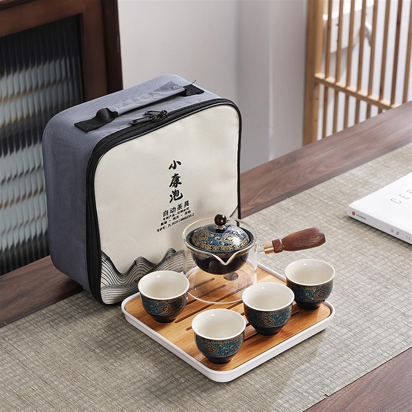 Chinese/Japanese Tea Set Portable Glass Ceramic Chinese Kung Fu Tea set Travel Tea Set Teaware Sets Teapot For Tea Teapot Tea Cup Set Tea Maker Infuser Portable Teapot Set Tea Gift set (Size : A pot