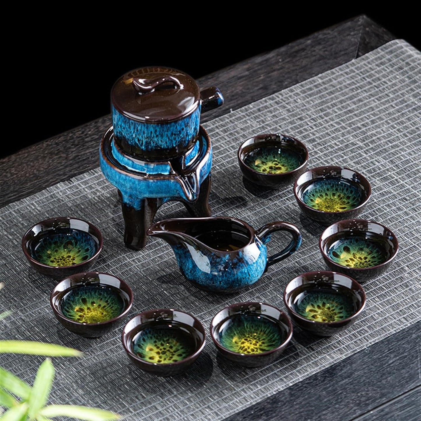 Chinese/Japanese Tea Set 10 Pcs High-end Kung Fu Tea Set Chinese Tea Set Automatic Tea Set Bone China Teapot And Tea Cup Set Travel Tea Set For 8 People Portable Teapot Set Tea Gift set (Size : 10 pi