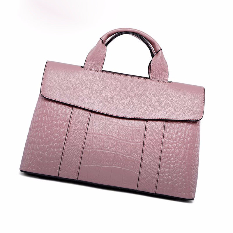 New Arrival Croc-Effect Genuine Leather Handbag for Women, A Large Capacity Crossbody Shoulder Bag with European & American Fashionable Versatile Design