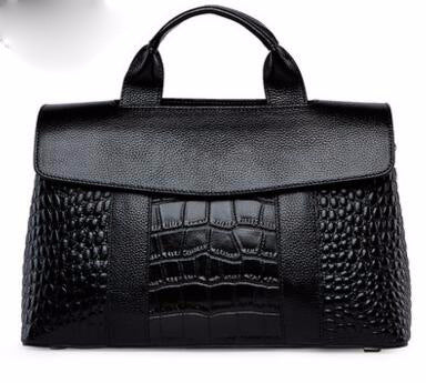 New Arrival Croc-Effect Genuine Leather Handbag for Women, A Large Capacity Crossbody Shoulder Bag with European & American Fashionable Versatile Design
