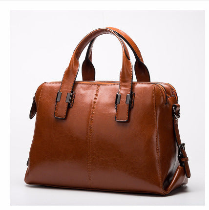 Genuine Leather Large Top Handle Bag for Women, New Fashionable Minimalist Cowhide Crossbody Purse, Stylish Everyday Handbag for Ladies