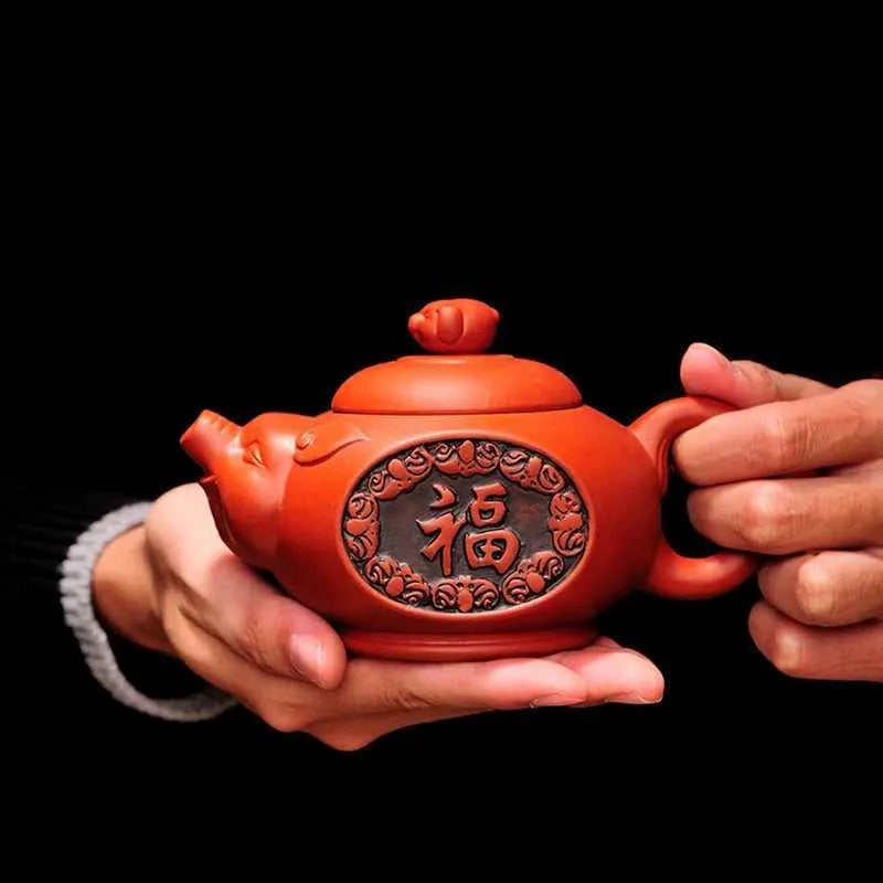 Teaware Sets 300ml Yixing Cute Pig Teapot Handmade Purple Clay Tea Pot Water Kettle Chinese Tea Set and Coffee Coffeeware Teaware Teapots Bar