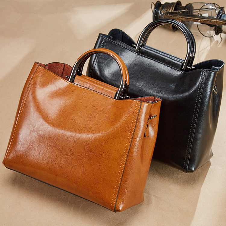 Genuine Leather Large Mom Tote Bag for Women, New Multifunctional Shoulder Crossbody Top Handle Handbag, Versatile Everyday Purse for Ladies