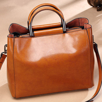 Genuine Leather Large Mom Tote Bag for Women, New Multifunctional Shoulder Crossbody Top Handle Handbag, Versatile Everyday Purse for Ladies