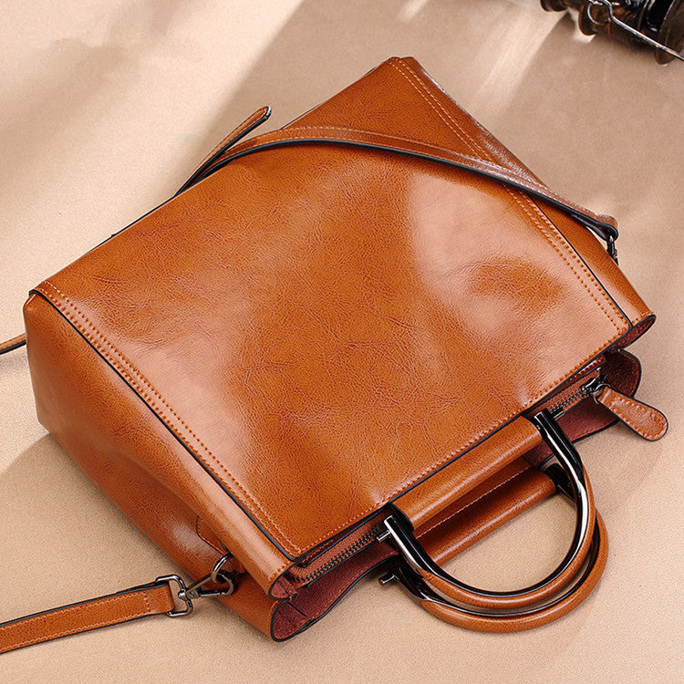 Genuine Leather Large Mom Tote Bag for Women, New Multifunctional Shoulder Crossbody Top Handle Handbag, Versatile Everyday Purse for Ladies