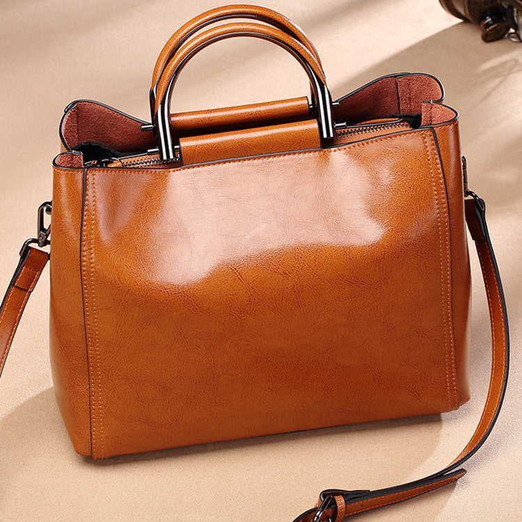 Genuine Leather Large Mom Tote Bag for Women, New Multifunctional Shoulder Crossbody Top Handle Handbag, Versatile Everyday Purse for Ladies