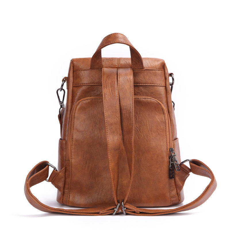 Genuine Leather Anti-Theft Backpack for Women, Versatile Outdoor Travel Daypack, Secure Casual Bag for Ladies