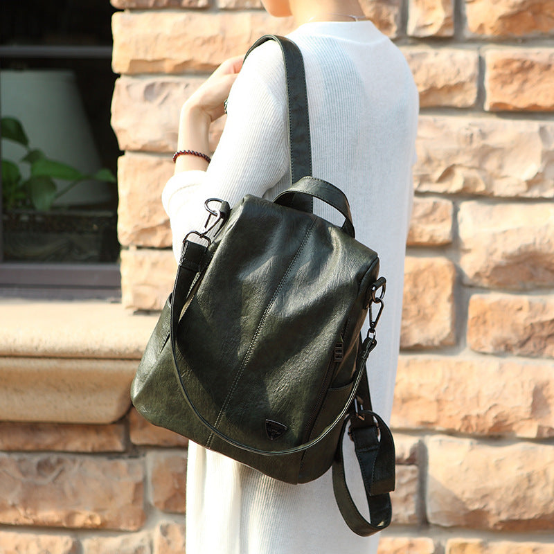 Genuine Leather Anti-Theft Backpack for Women, Versatile Outdoor Travel Daypack, Secure Casual Bag for Ladies