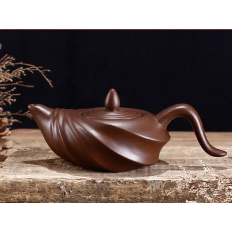 Chinese Teasets Kung Fu Teapot Modern Purple Clay Art Tea Pot Handmade Zhu mud Snail Pot (110ml Black Red Brown teapot)