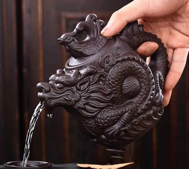 Teapots Direct delivery of purple clay teapot traditional Chinese teapot Dragon and Phoenix teapot premium tea purple clay tea set y240701