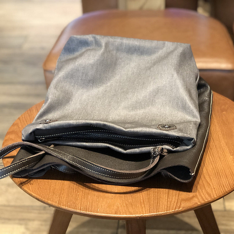 Genuine Top Layer Cowhide Tote Bag for Women, New Japanese-Korean Minimalist Large Capacity Shoulder Top Handle Handbag, Versatile Everyday Purse for Ladies
