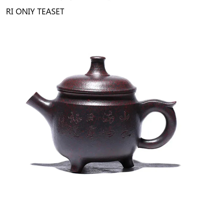 290ml Traditional Yixing Purple Clay Teapots Handmade Raw Ore Kiln Change Tea Pot Tripod Shape Kettle Zisha Tea Set Teaware