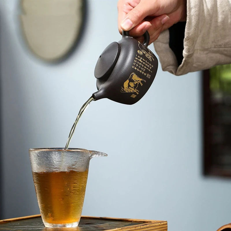 Antique Black Mud Purple Clay Tea Pot Yixing Raw Ore Beauty Tea Maker Chinese Zisha Filter Teapot Home Customized Teaware 190ml
