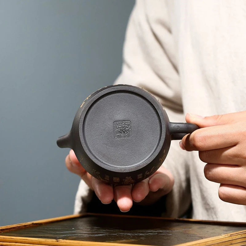 Antique Black Mud Purple Clay Tea Pot Yixing Raw Ore Beauty Tea Maker Chinese Zisha Filter Teapot Home Customized Teaware 190ml