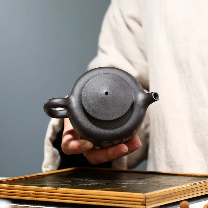 Antique Black Mud Purple Clay Tea Pot Yixing Raw Ore Beauty Tea Maker Chinese Zisha Filter Teapot Home Customized Teaware 190ml