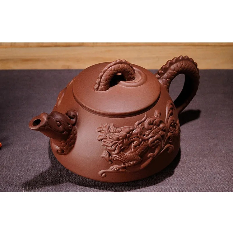 Authentic Yixing Purple Clay Tea Sets Handmade Dragon Teapot with Filter Tea Infuser Strainer Teacup Kettle Household Teaware