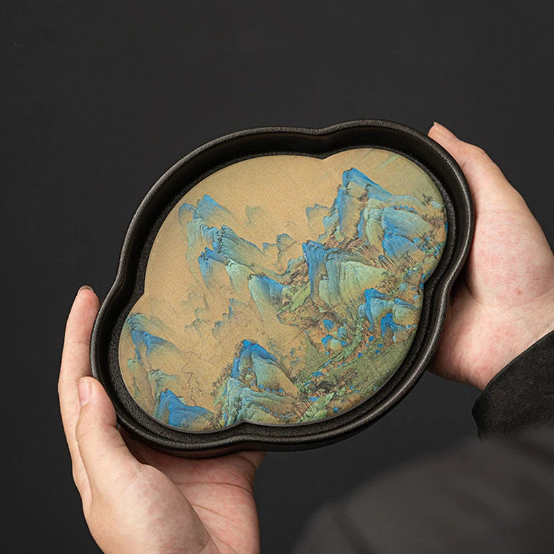 Black Pottery Water Absorption Type Tea Tray Home Quick Drying Teapot Trays Small Dry Brewing Tea Table Chinese Tea Accessories
