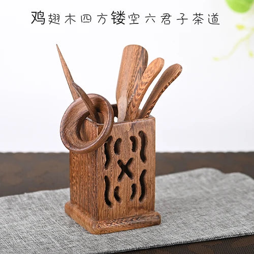Black Sandalwood Tea Ceremony Chicken Wings, 6 Gentlemen Kungfu Tea Set Accessories, Tea Making Tools, Tea Clip Spoon