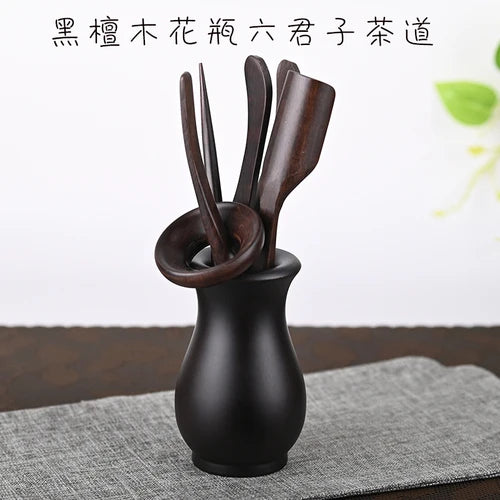 Black Sandalwood Tea Ceremony Chicken Wings, 6 Gentlemen Kungfu Tea Set Accessories, Tea Making Tools, Tea Clip Spoon