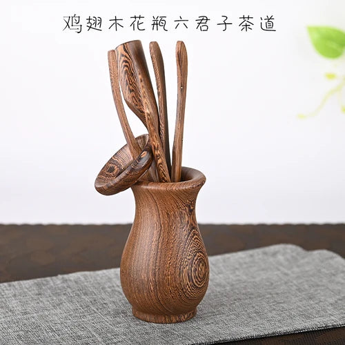 Black Sandalwood Tea Ceremony Chicken Wings, 6 Gentlemen Kungfu Tea Set Accessories, Tea Making Tools, Tea Clip Spoon