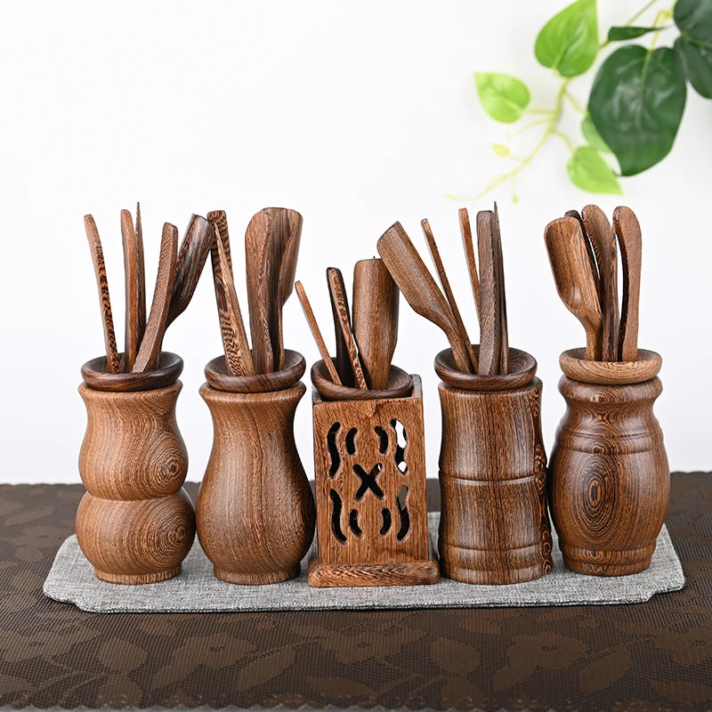 Black Sandalwood Tea Ceremony Chicken Wings, 6 Gentlemen Kungfu Tea Set Accessories, Tea Making Tools, Tea Clip Spoon