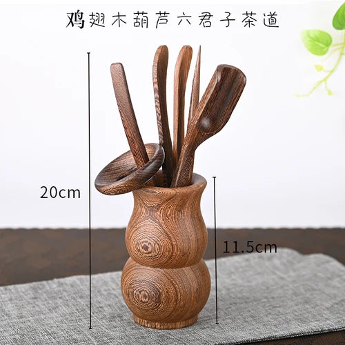 Black Sandalwood Tea Ceremony Chicken Wings, 6 Gentlemen Kungfu Tea Set Accessories, Tea Making Tools, Tea Clip Spoon