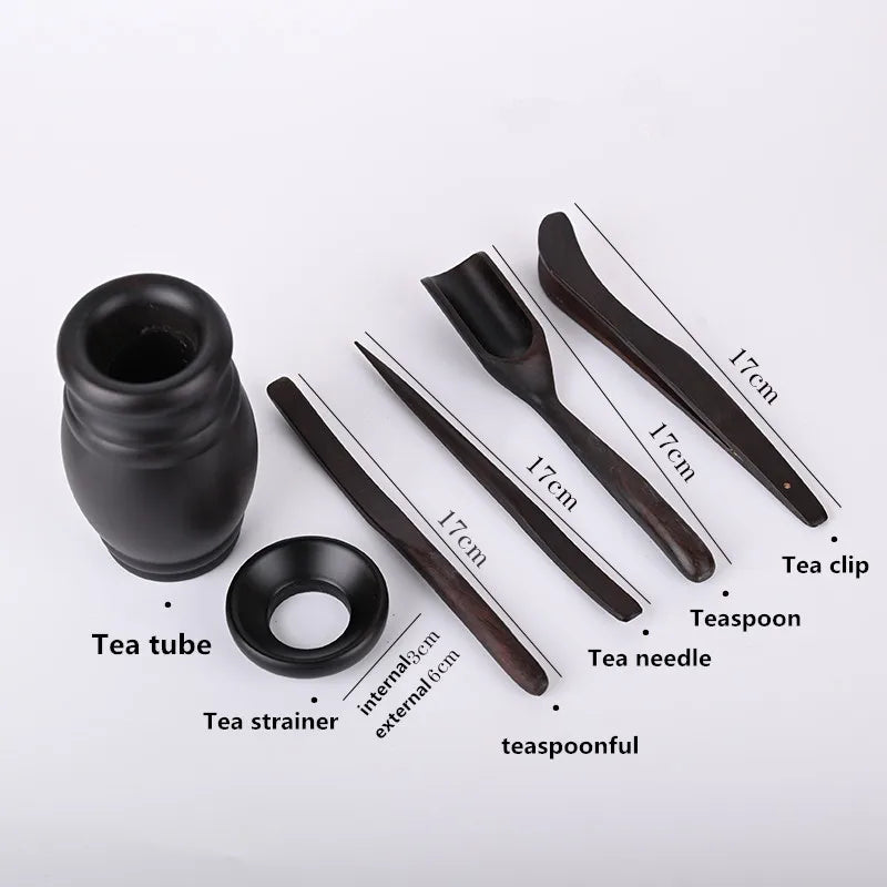 Black Sandalwood Tea Ceremony Chicken Wings, 6 Gentlemen Kungfu Tea Set Accessories, Tea Making Tools, Tea Clip Spoon