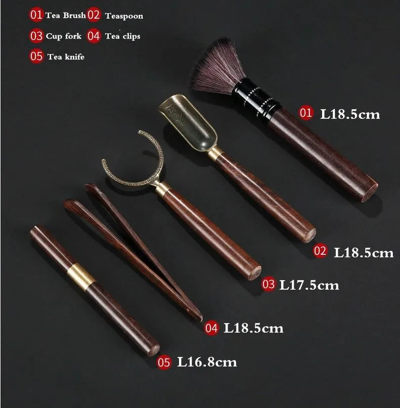 Black Sandalwood Tea Set, Tea Ceremony, Six Gentlemen Suit, Tea Making Tools, Clip Needle Spoon, Tea Set, Tea Art Accessories